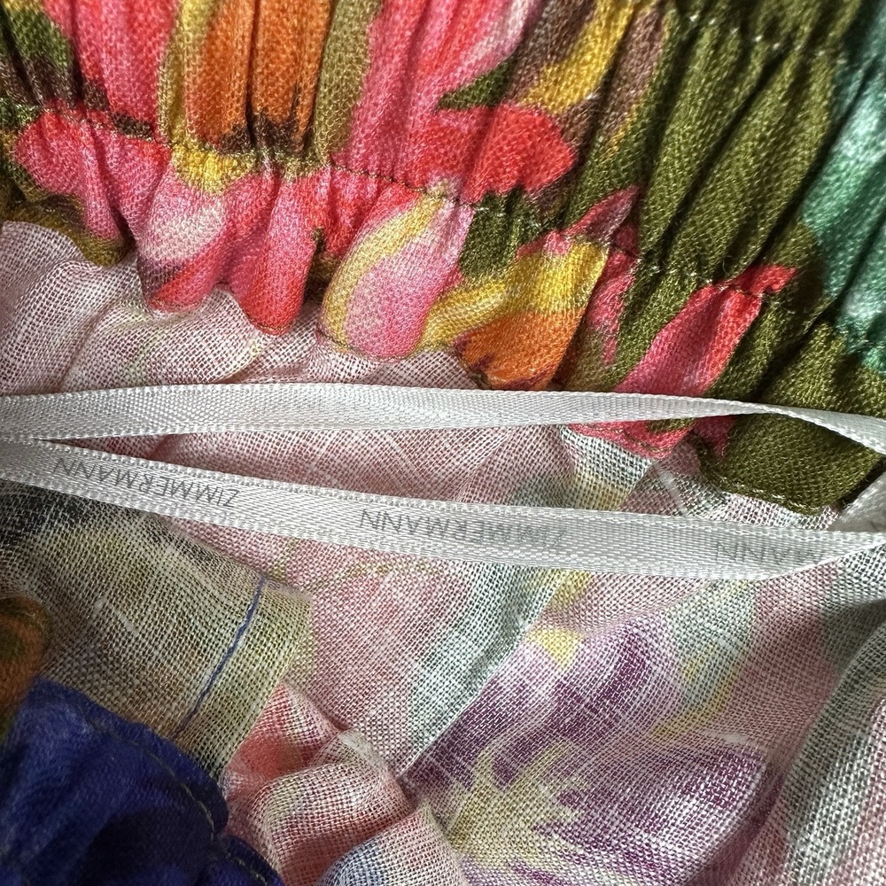 Zimmermann Tropicana Spliced Linen Shorts Size 3 US 8-10 Patchwork Floral Summer - Picture 6 of 12